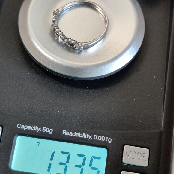 Dainty Sterling Silver Ring Open Work Hearts and CZ - Picture 9 of 14